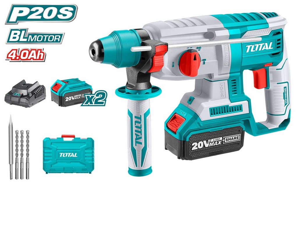 Total Brushless Rotary Hammer 26mm 20v Li-ion Battery