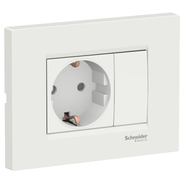 Schneider Electric Miluz E German Socket Outlet,16A, 250V, 2 Pin With Earth, 2 Module, White