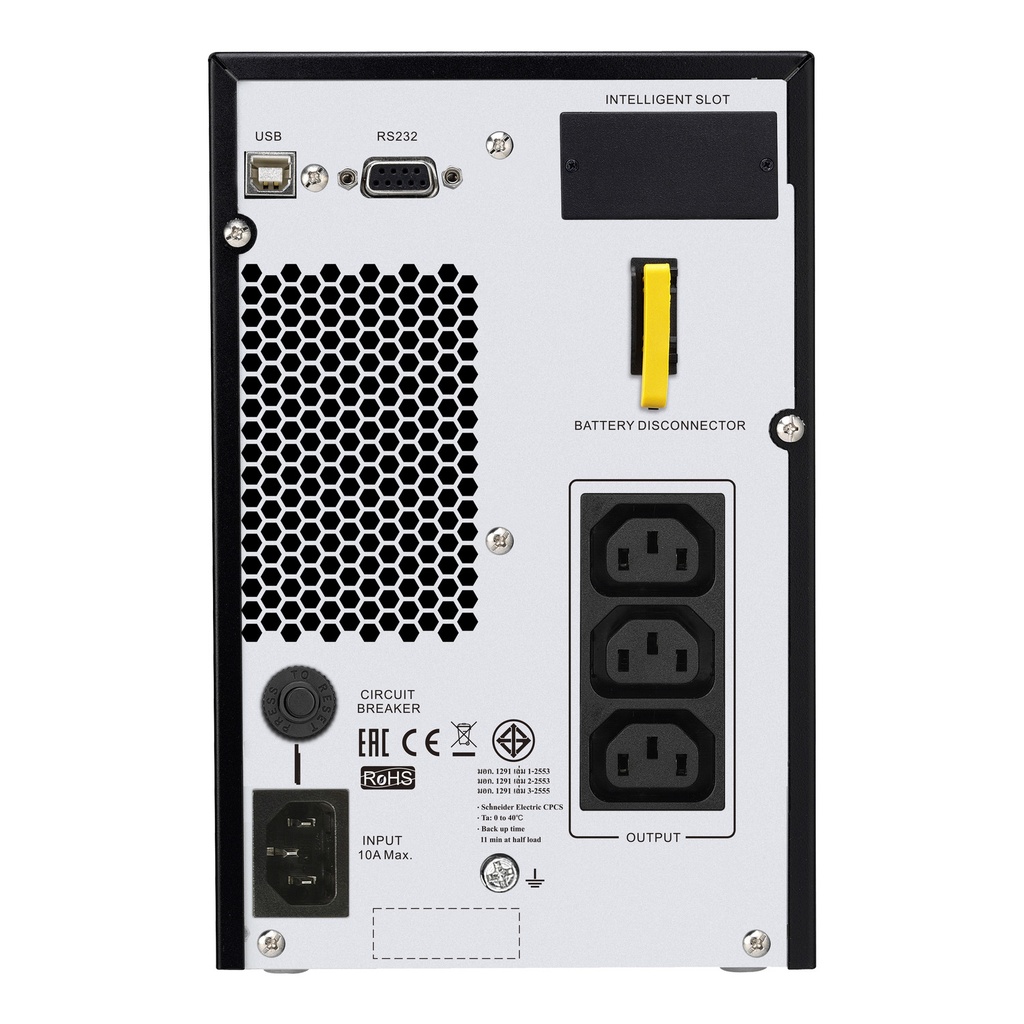 APC Easy UPS 1 Ph On-Line, 1000VA, Tower, 230V, 3x IEC C13 Outlets, Intelligent Card Slot, LCD