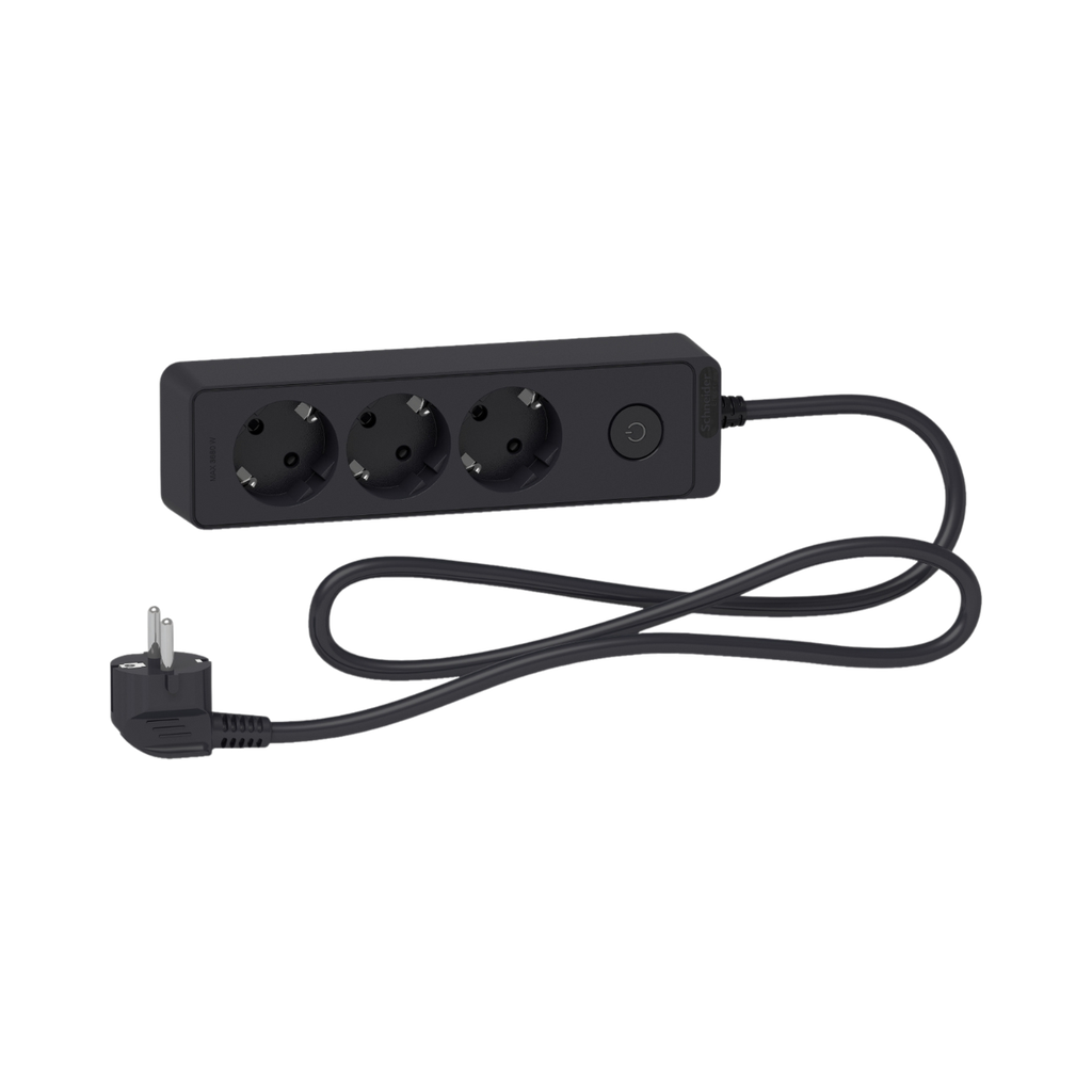 Schneider Electric Trailing lead, Unica Extend, 3 Schuko, 1.5m Cable, Anthracite 