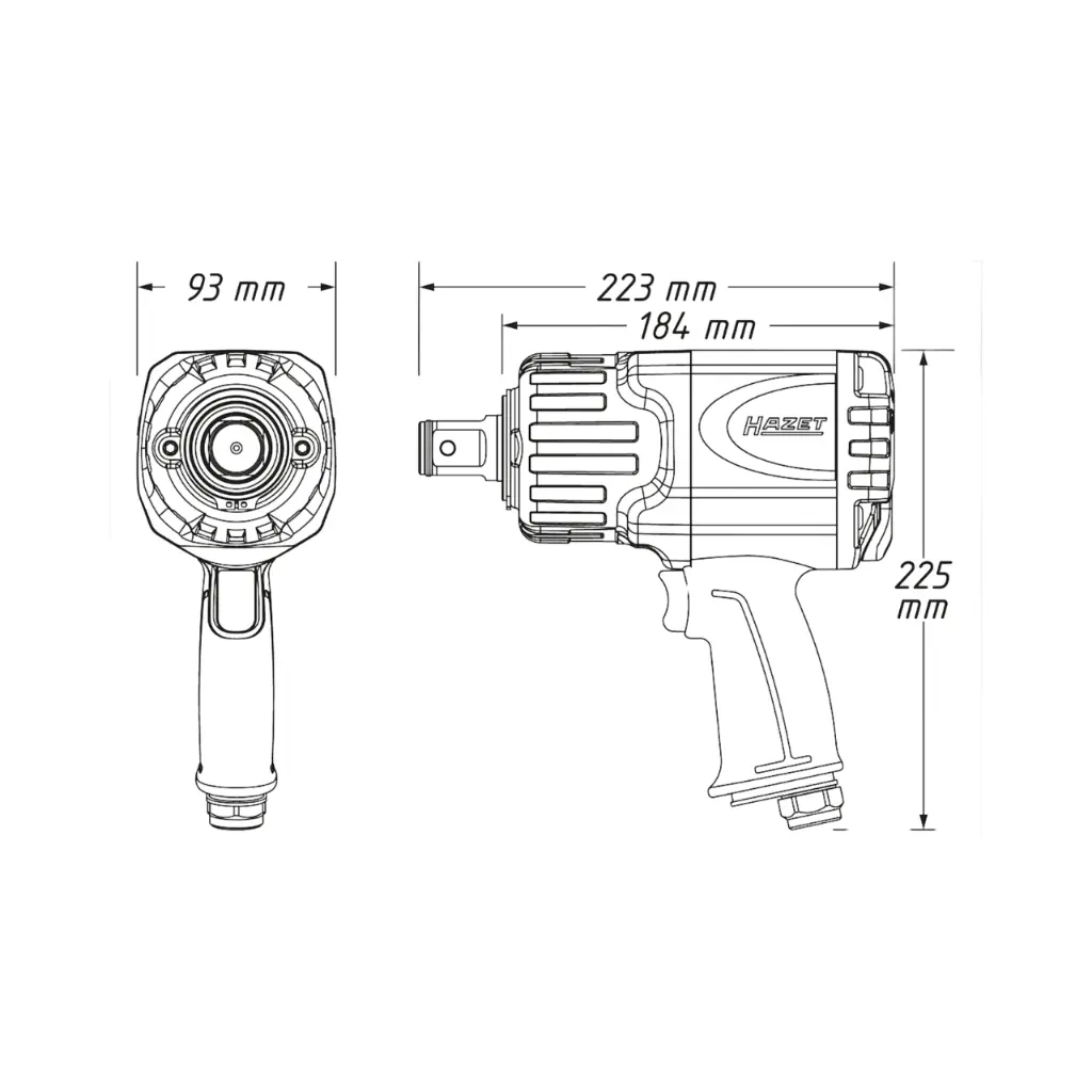 Hazet Solid Twin Turbo Impact Wrench 1 inch (25 mm) Square 4100 Nm
