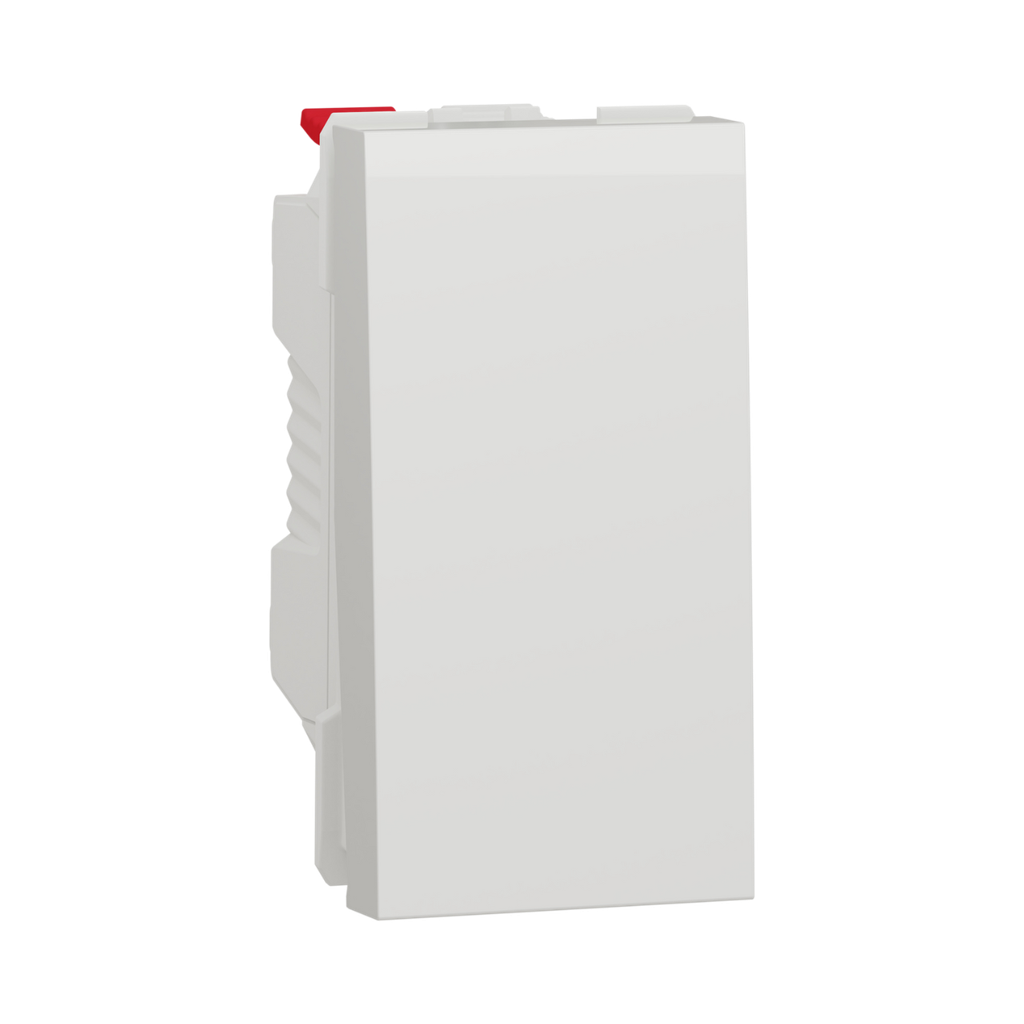 Schneider Electric Switch,1-Pole 1-Way, 10AX, 1 Module, Screwless Terminals, Untreated, IP4X, White New Unica