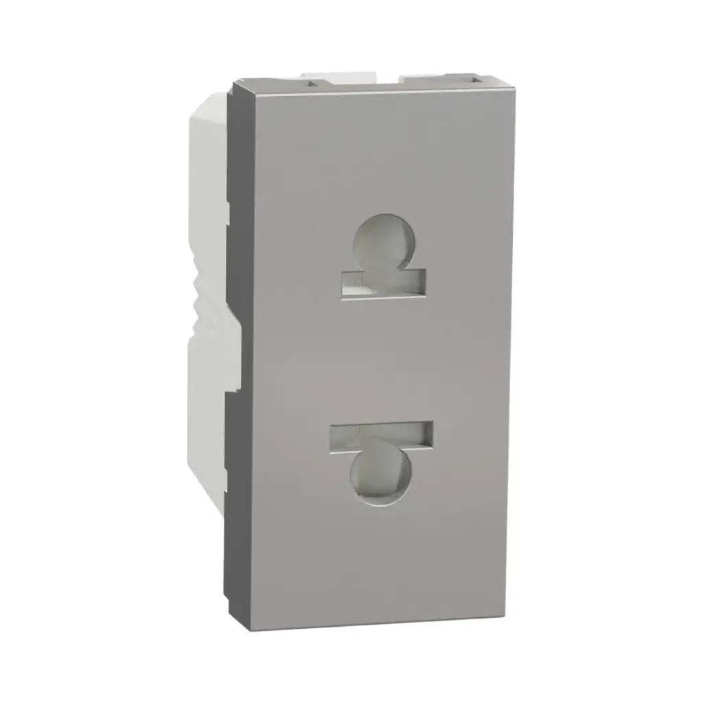 [NU302130] Schneider Electric Socket-outlet, New Unica, 2P, 16A, Euroamerican, With Shutter, Aluminium 