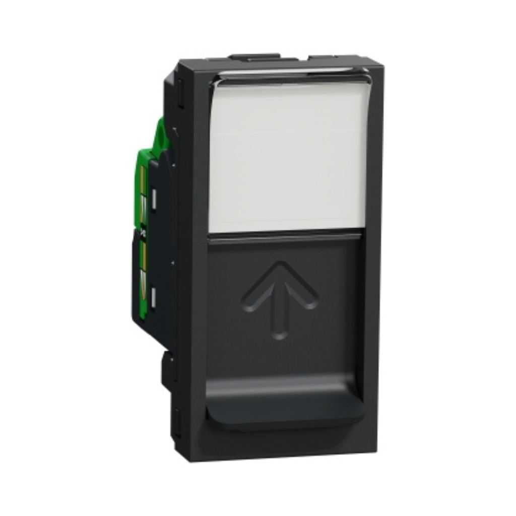 [NU341454] Schneider Electric Data socket, New Unica, mechanism, RJ45, U/UTP, straight, click, shuttered, anthracite 