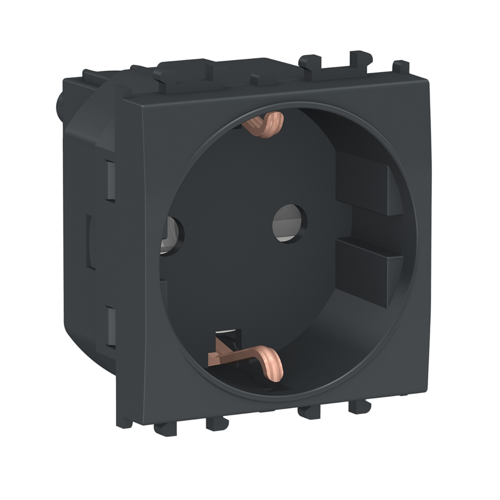 [LMR5210003] Schneider Electric Easy Styl Socket Outlet 2P+E With Shutters 2 Modules Black 