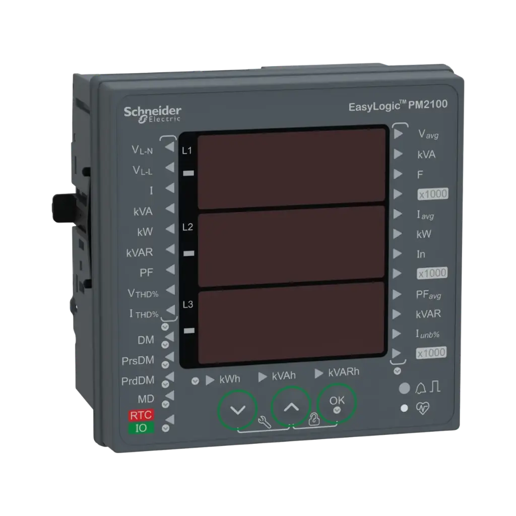 Schneider Electric EasyLogic PM2130, Power & Energy Meter, Up to The 31st Harmonic, LED Display, RS485, Class 0.5S 