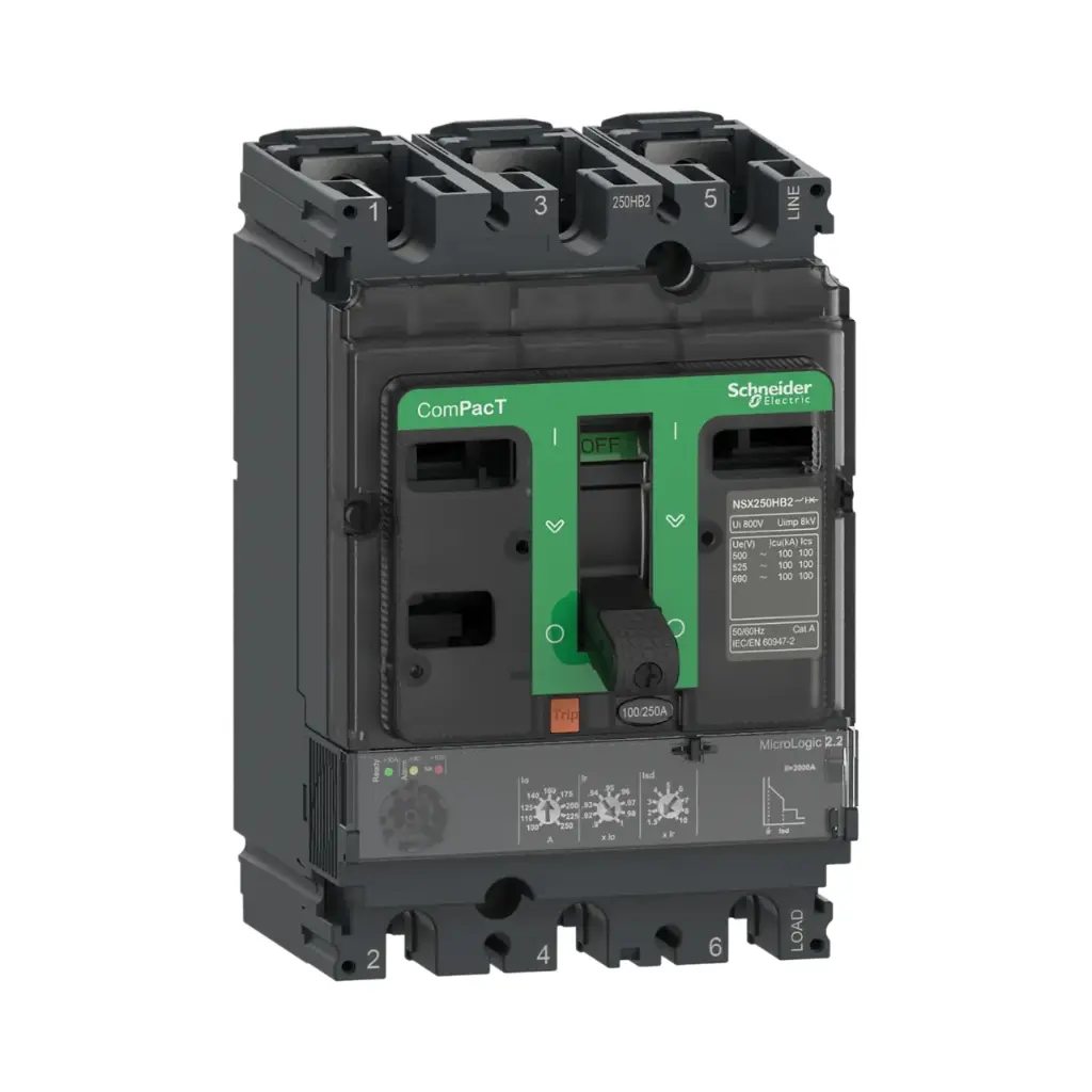 [C25B32D250] Schneider Electric Circuit Breaker, ComPacT NSX250B, 25kA/415VAC, 3 Poles, MicroLogic 2.2 Trip Unit 250A 