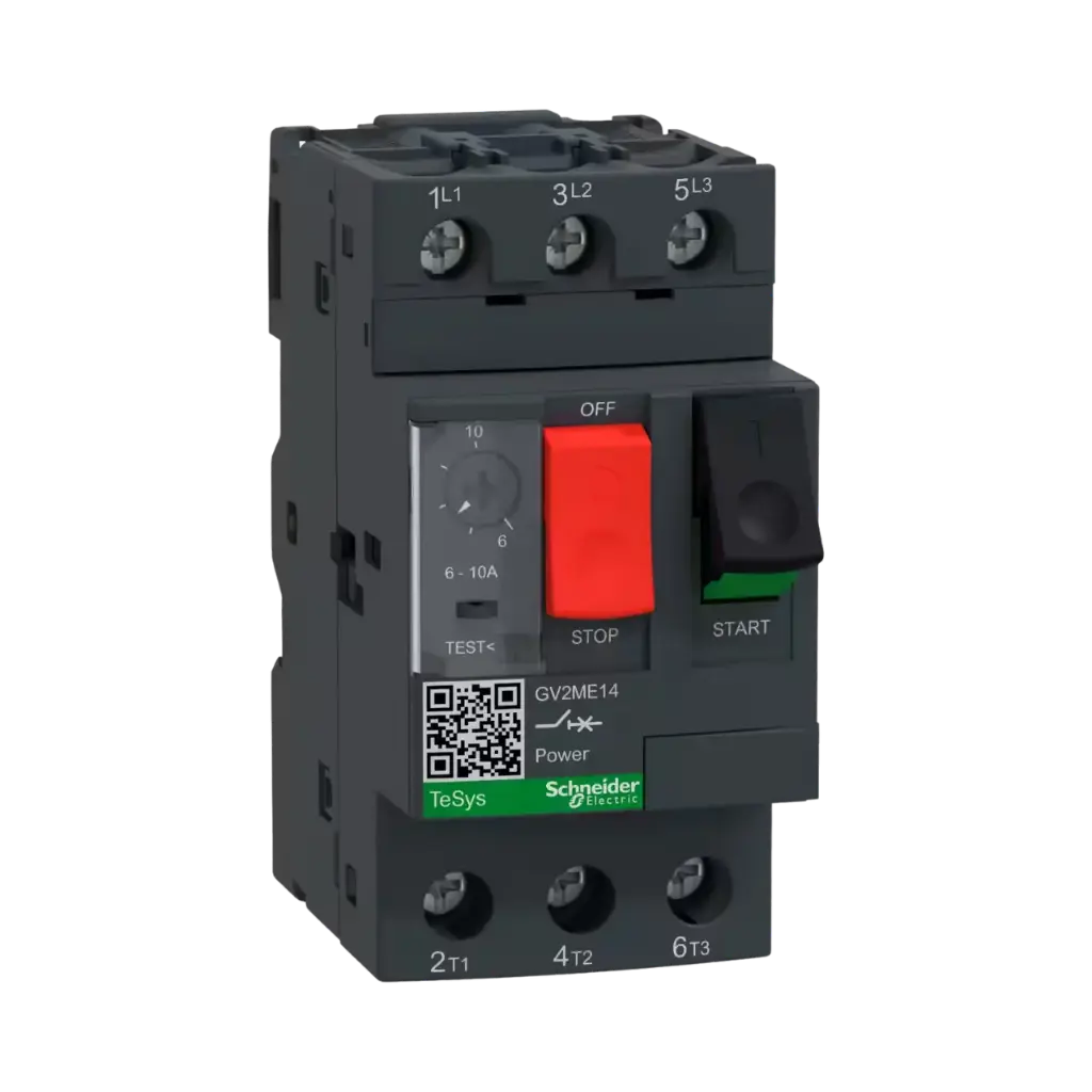 Schneider Electric Motor Circuit Breaker, TeSys Deca, 3P, 6 to 10A, Thermal Magnetic, Screw Clamp Terminals, Button Control 