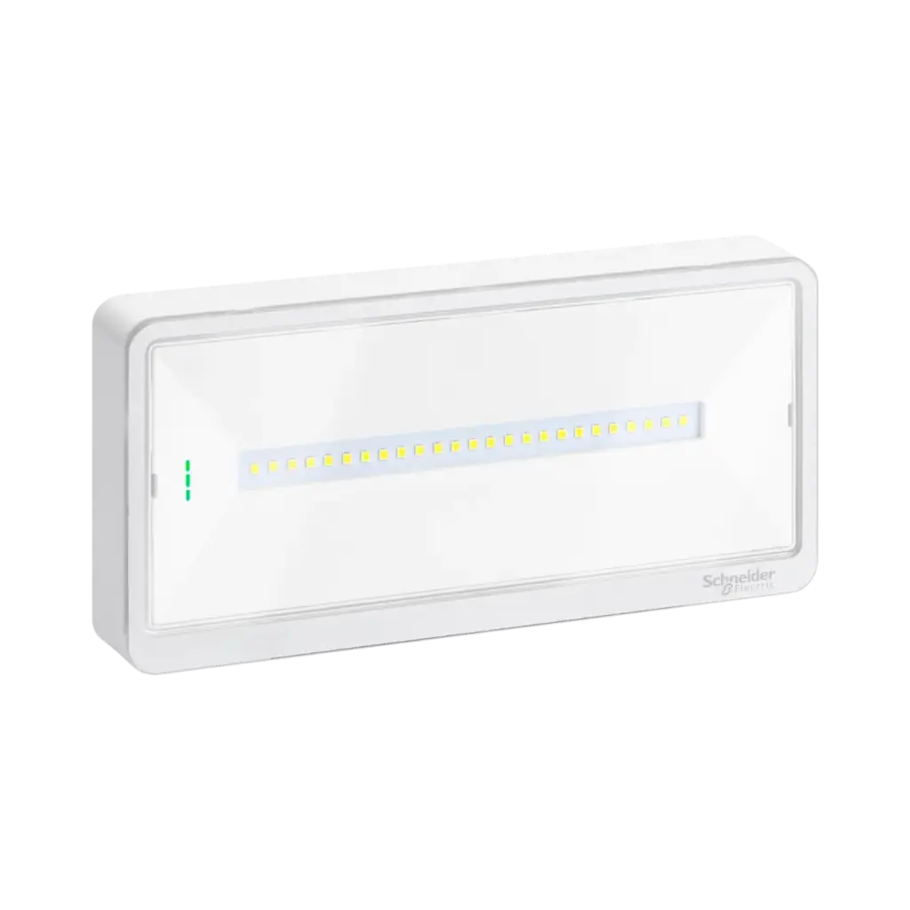 [OVA44010] Schneider Electric Emergency luminaire, Exiway Light, Standard, Selectable Duration, 110lm, IP42, White 