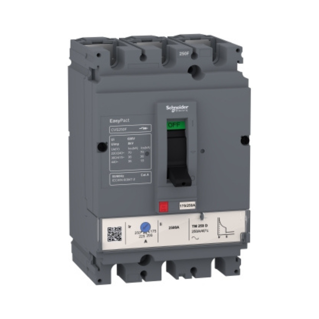 [LV525333] Schneider Electric circuit breaker, EasyPact CVS250F, 36kA at 415VAC, 250A, TM-D trip unit, 3P3d 