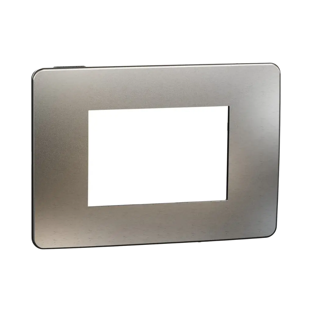 [NU270356M] Schneider Electric Cover Frame, New Unica, 1 Gang, 3 Modules, White Aluminium and Black
