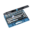 Hazet Socket Set 25 Pieces 10-32 ∙ 1/2 Inch Square ∙ Hollow Outside 12 Point Traction Profile 