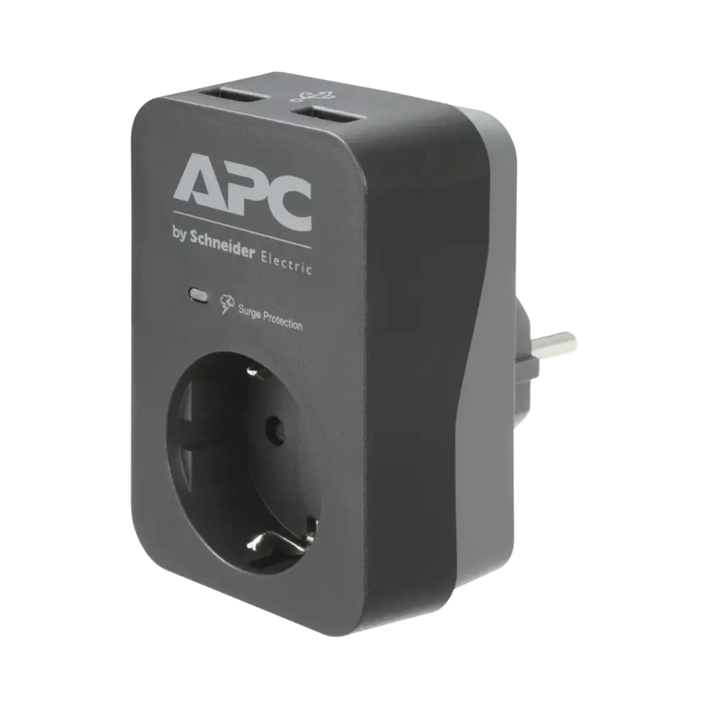 APC Essential SurgeArrest 1 Outlet 2 USB Ports Black 230V Germany