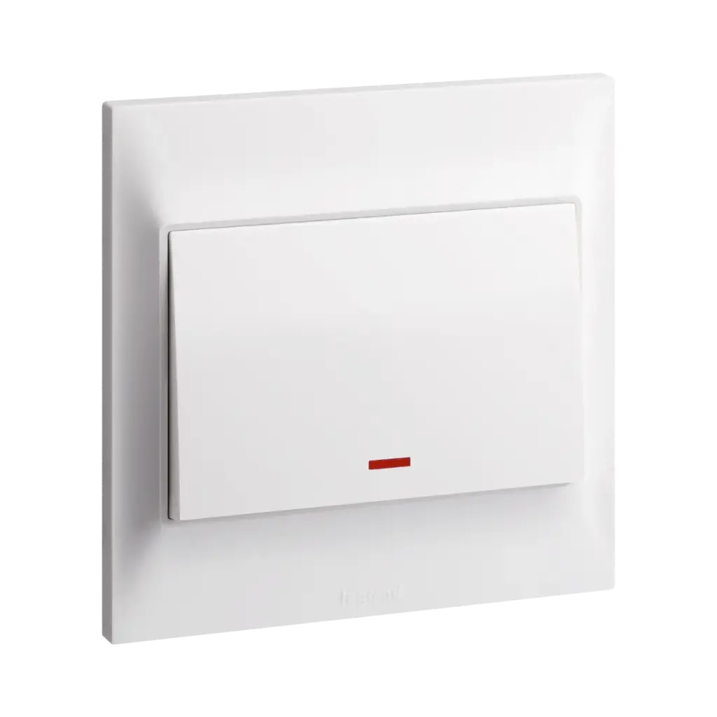 Legrand Belanko S 1 Gang Double Pole Switch + Neon + Earth Terminal, 20A - White