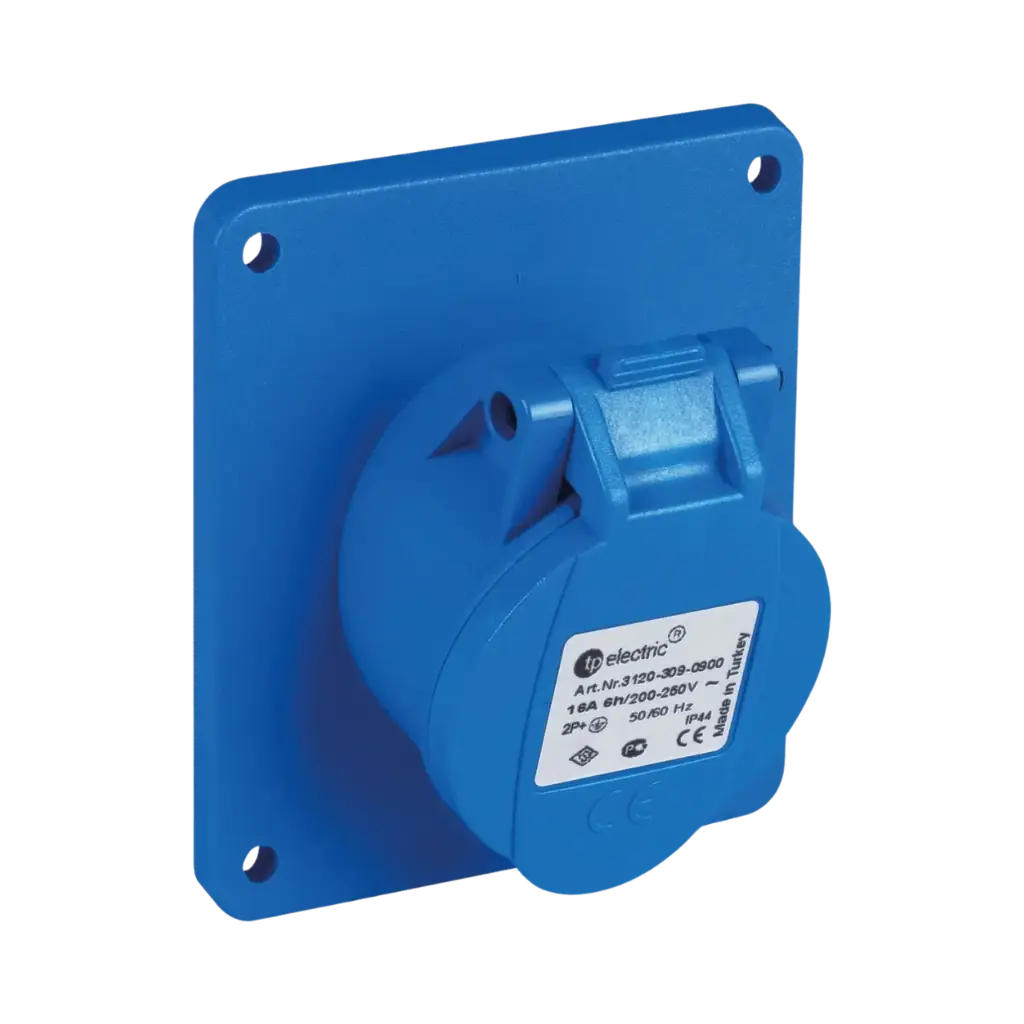[3124-309-0900] TP Electric Angled Panel Mount Socket Outlet 32A 3P IP44