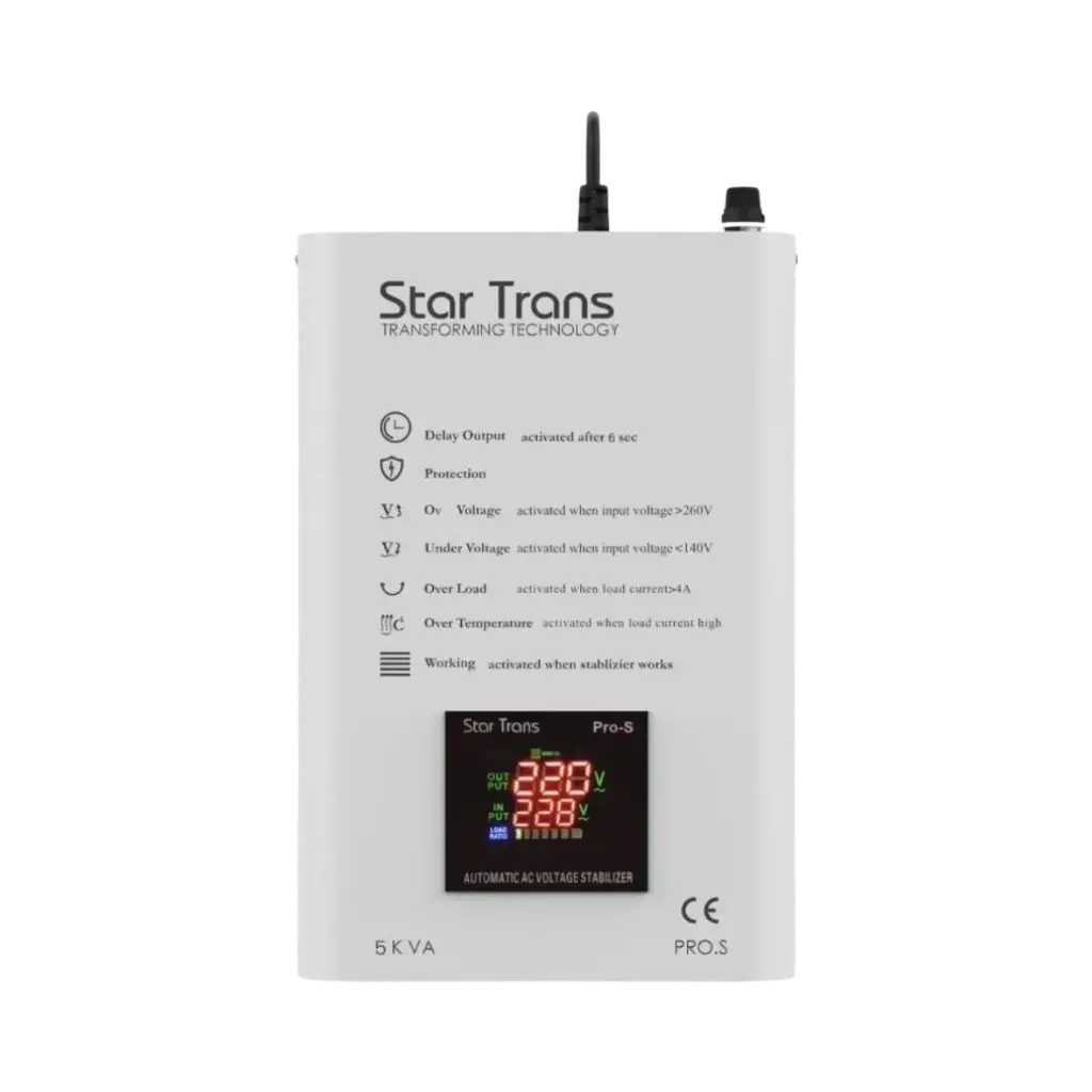 [Pro-S 1Ph-5 KVA] ستار ترانس Pro-S مثبت تيار بقدرة 5 كيلو فولت سيرفو موتور،1 فاز