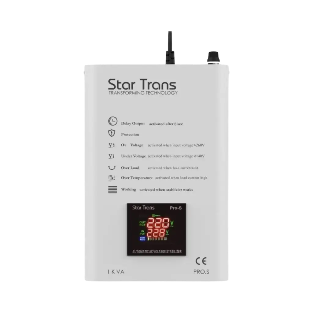 Star Trans 1kVA Single Phase Stabilizer Servo Pro-S Series