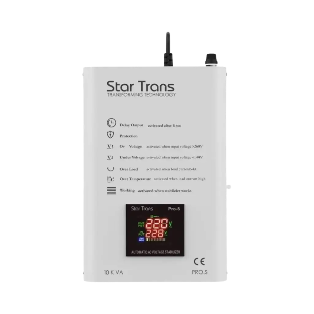 Star Trans 10kVA Single Phase Stabilizer Servo Pro-S Series