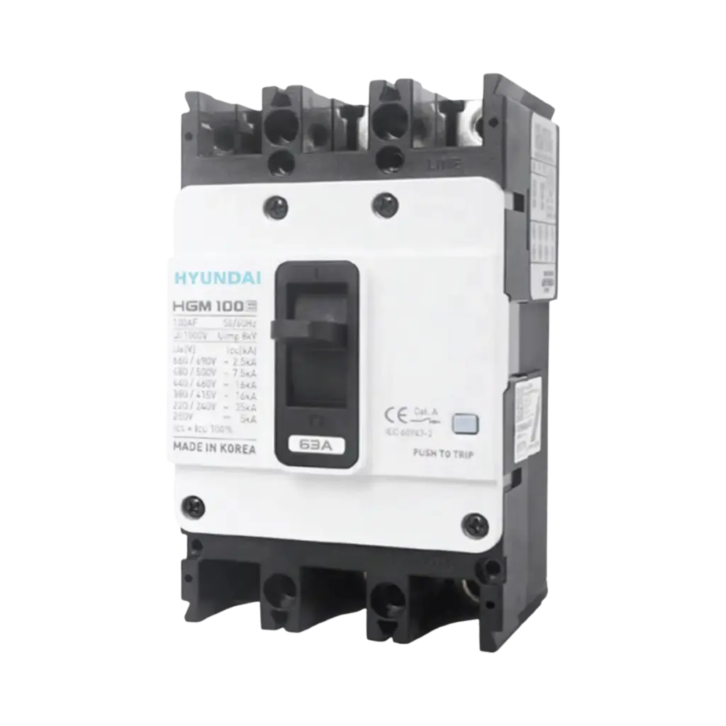 [HGM400E] قاطع تيار مقولب قابل للضبط حراريا وثابت مغناطيسيا ثلاثى 400 امبير هيونداى
