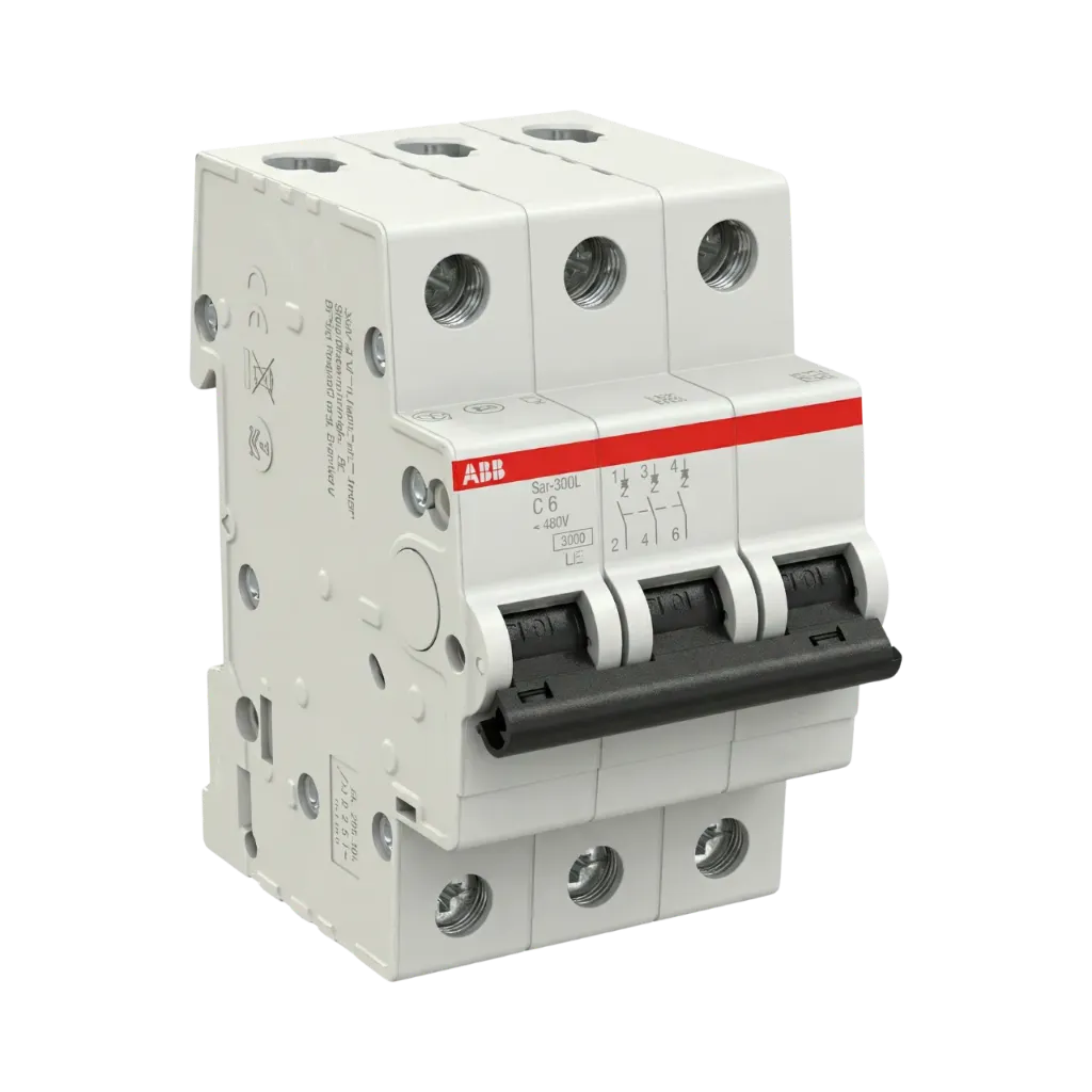 ABB Miniature Circuit Breaker, SH203L-C63, 3P 63A C (AC) 4.5 kA