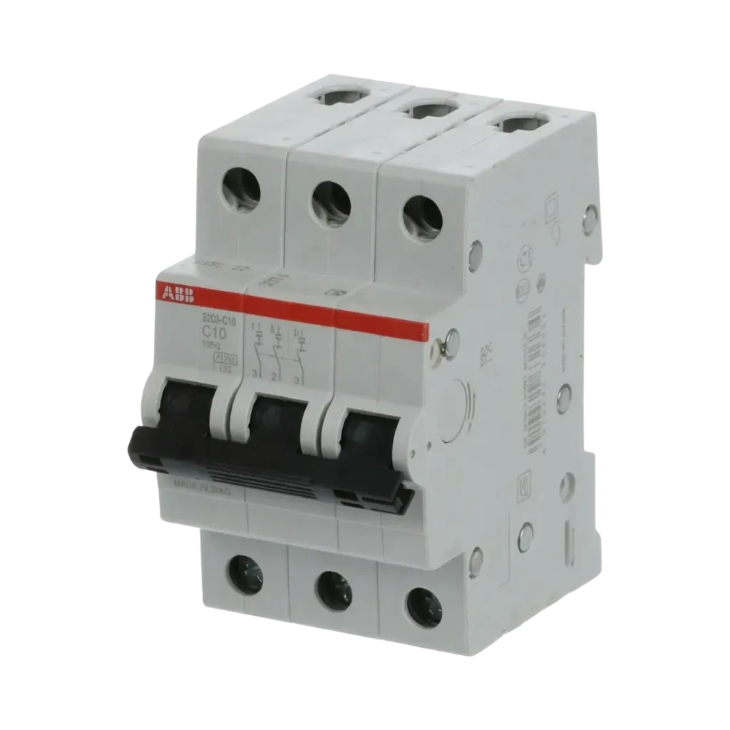 ABB Miniature Circuit Breaker, SH203-C 10, 3P 10A C (AC) 6 kA