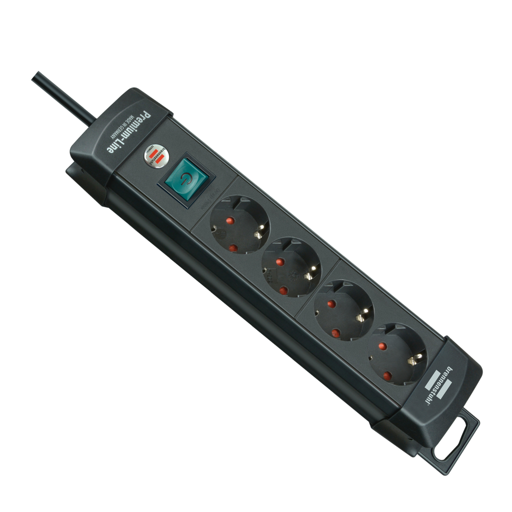 [1951140100] Brennenstuhl Premium-Line Extension Lead 4-Way Black 1,8m H05VV-F 3G1,5