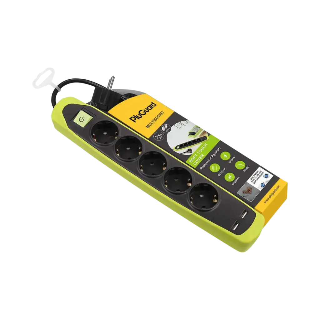 [6224009746309] مشترك كهرباء 5 مخرج شوكو + 2 مخرج USB اى لوك