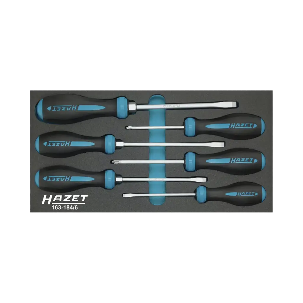 [163-184/6] Hazet HEXAnamic® Screwdriver Set Cross Recess Profile PH, Slot Profile 0,8 x 4-1,2 x 8 PH-PH2, 6 Pieces